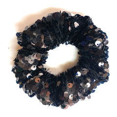 Mia Beauty Sequins Scrunchie ponytail holder hair accessory in black color