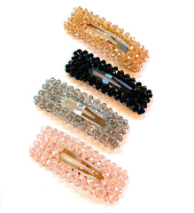 Mia Snip Snaps rectangle shaped contour hair barrettes with beads pink, gray, black, gold colors shown