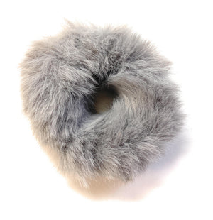 Mia Beauty Mini Furry Scrunchies in gray color