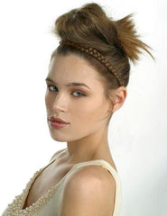 Mia® Thick Braidie® - synthetic wig hair braided headband - light brown color - shown on Lillian - patented by #MiaKaminski of #MiaBeauty #Mia #Beauty #HairAccessories #Headbands #Braids #SyntheticWigHair #SyntheticHairHeadbands