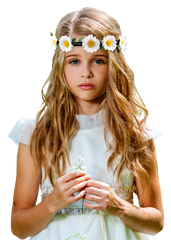 Mia® Flower Halo Headband Hair Accessory - white Daisies shown on young girl model - by #MiaKaminski #Mia #MiaBeauty #Beauty #Hair #HairAccessories #headbands #lovethis #love #life #woman #flowerhalo #festivals #coachella