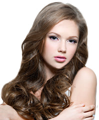 Mia® Clip-n-Hair - light brown - shown on model - #MiaKaminski