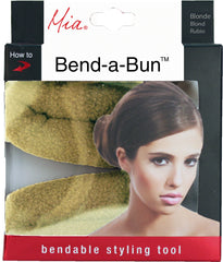 Mia® Bend-a-Bun® - blonde color - shown in packaging - manufactured by #MiaBeauty - invented by #MiaKaminski #Mia #beauty #buns #bunstylingtools #bunmaker #hotbuns