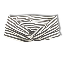 Mia Beauty Black and white striped headband headwrap front view