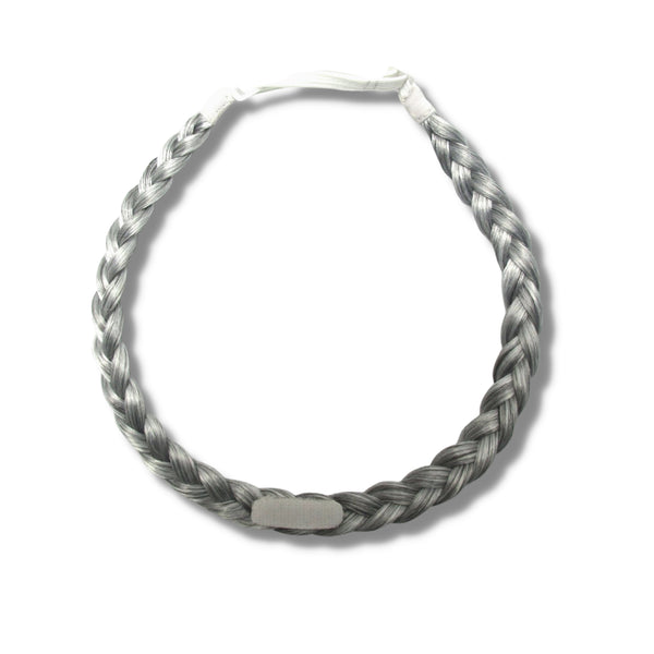 Mia Beauty Thick Braidie Braided Headband in gray color  back view