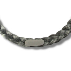 Mia Beauty Thick Braidie Braided Headband in gray color close up view of no-slip feature
