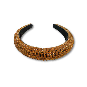 Mia Beauty Elevated padded headband sparkly rhinestones orange color
