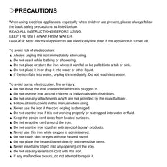  Mia Beauty Delta Iron Instructions for Use Precautions