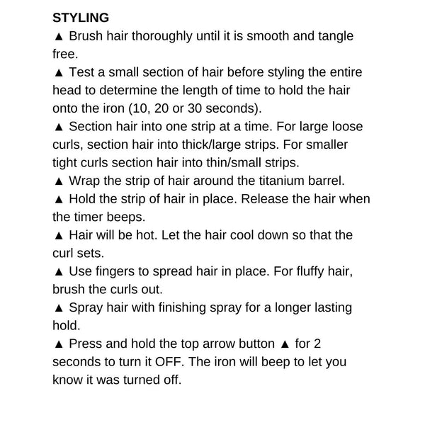 Mia Beauty Delta Iron Instructions for Use Styling