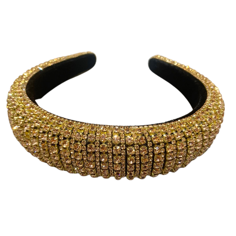 Mia Beauty Elevated padded headband sparkly rhinestones orange color