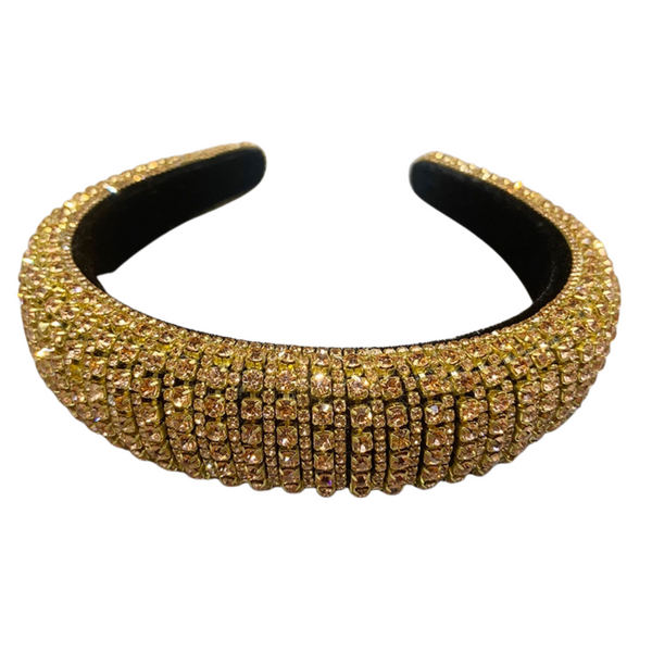 Mia Beauty Elevated padded headband sparkly rhinestones orange color
