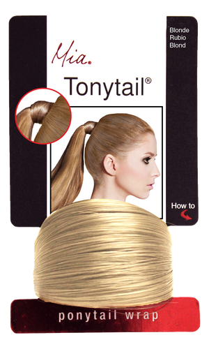 Mia® Tonytail® ponytail wrap- synthetic wig hair - blonde - on packaging - patented by #MiaKaminski CEO of Mia® Beauty