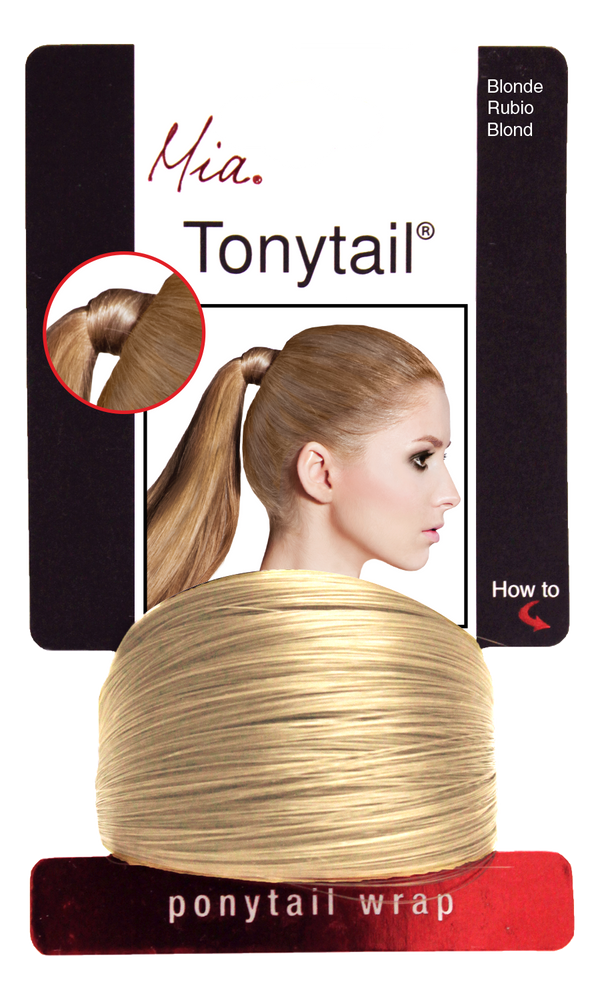 Mia® Tonytail® ponytail wrap- synthetic wig hair - blonde - on packaging - patented by #MiaKaminski CEO of Mia® Beauty