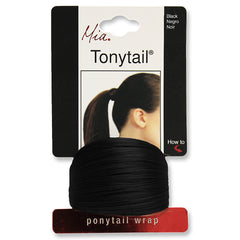 Mia® Tonytail® ponytail wrap- synthetic wig hair - black - on packaging - patented by #MiaKaminski CEO of Mia® Beauty