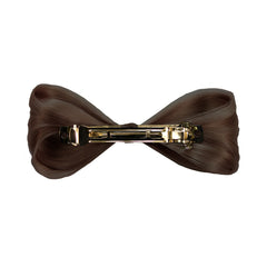 Mia® Hair Bow Barrette™ - Medium Brown - back side shown of auto-clasp barrette - designed by #MiaKaminski of #MiaBeauty #HairBow #Bow #SyntheticWigBow