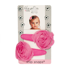 Mia® Baby Jersey Snip Snaps w/ Chiffon Rosette flowers - hot pink with hot pink flowers - invented by #MiaKaminski #MiaBeauty #Mia #Beauty #Baby #hair #hairaccessories #hairclips #hairbarrettes #love #life #girl #woman