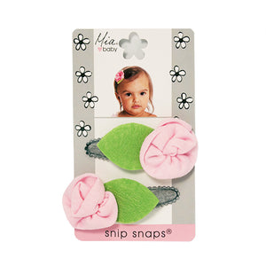 Snip Snaps® with Jersey Flower - Light Pink, Gray