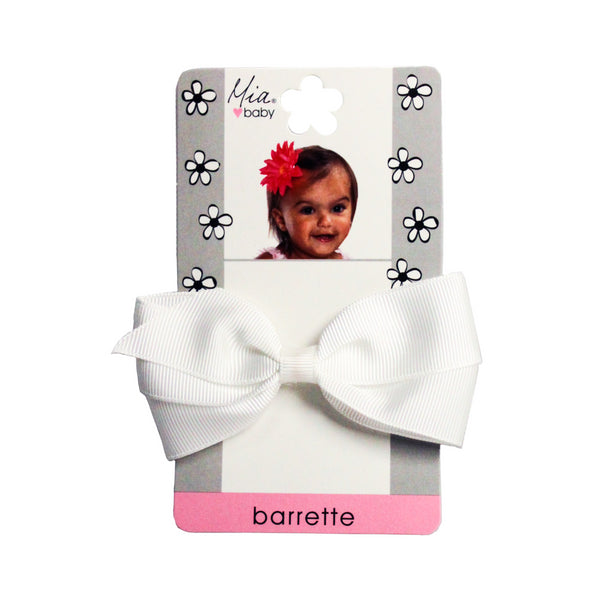 Grosgrain Bow Barrette - White