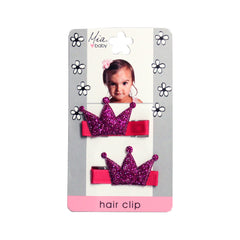 Mia® Baby Glitter Crown Hair Clips - hot pink w/ hot pink crown - designed by #MiaKaminski #Mia #MiaBeauty #beauty #hair #HairAccessories #baby #girlhairaccessories #hairclips #hairbarrettes #barrette #lovethis #love #life #woman 