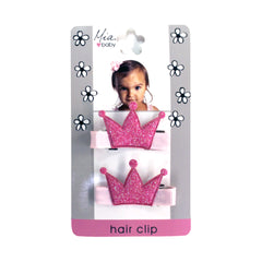 Mia® Baby Glitter Crown Hair Clips - light pink w/ bubblegum pink crown - designed by #MiaKaminski #Mia #MiaBeauty #beauty #hair #HairAccessories #baby #girlhairaccessories #hairclips #hairbarrettes #barrette #lovethis #love #life #woman 