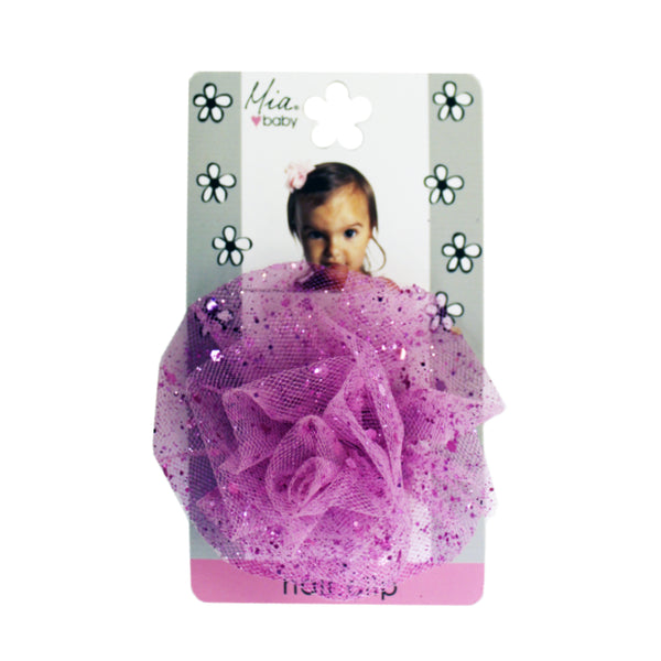 Sparkly Tulle Hair Clip - Hot Pink