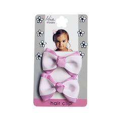 Mia Baby® Grosgrain Bow Hair Clips - pink and white - on packaging - #EllaOnBeauty - by #MiaKaminski #Mia #MiaBeauty #beauty #hair #HairAccessories #baby #girlhairaccessories #hairclips #hairbarrettes #barrette #lovethis #love #life #woman 