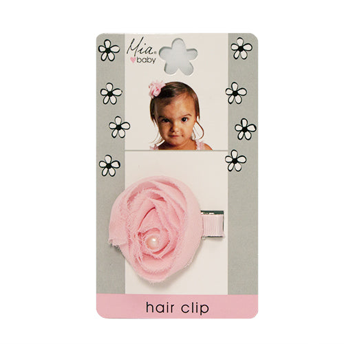 Chiffon Rosette Clip - Light Pink