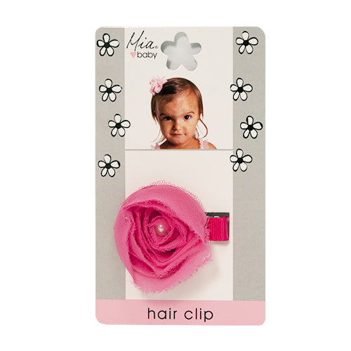 Chiffon Rosette Clip - Hot Pink