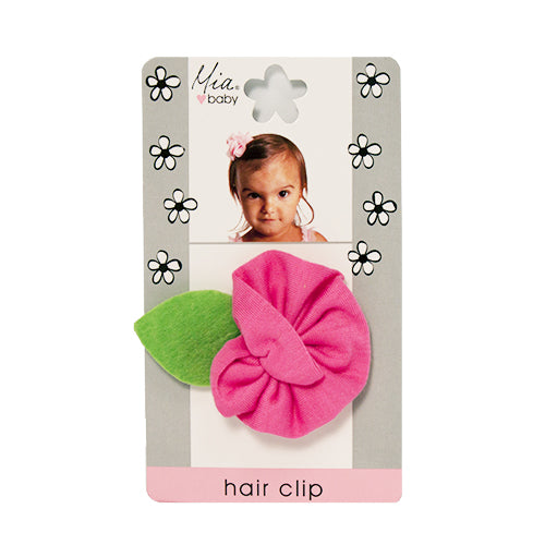 Jersey Flower Hair Clip - Hot Pink