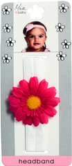 Mia® Baby Daisy Headband - white band with hot pink daisy - designed by #MiaKaminski of Mia Beauty