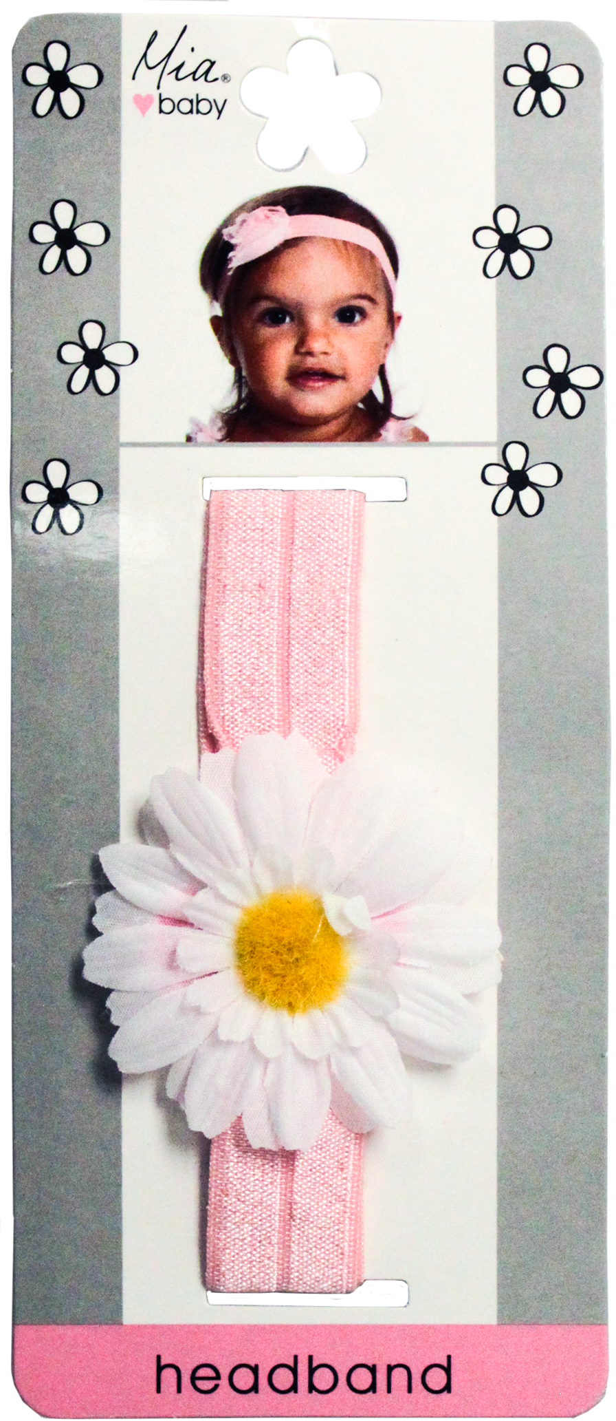 Mia® Baby Daisy Headband - light pink band with white daisy - designed by #MiaKaminski of Mia Beauty