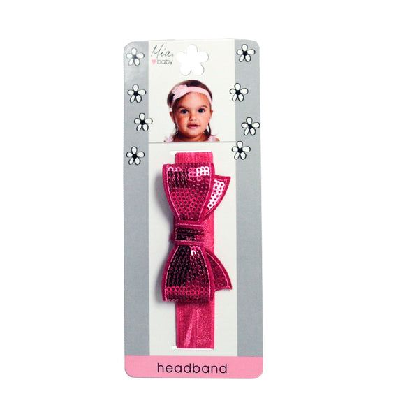 Sequins Bow Headband - Hot Pink