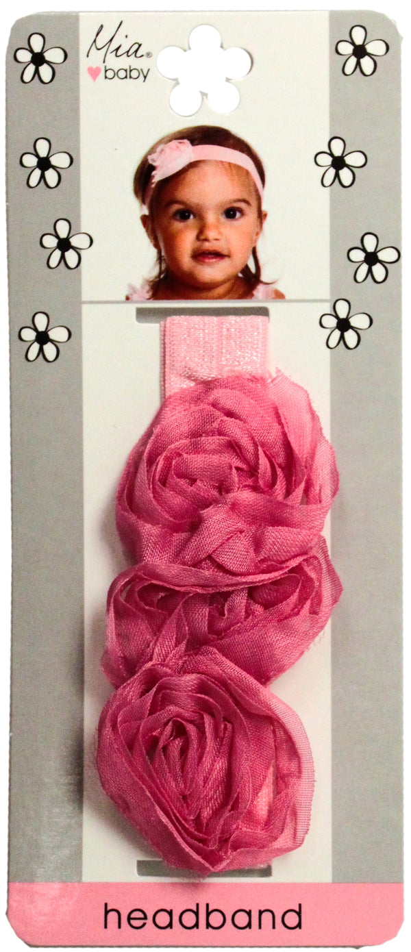 Organza Rosette Headband - White + Light Pink