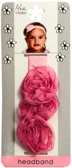 Organza Rosette Headband - Light Pink/Hot Pink