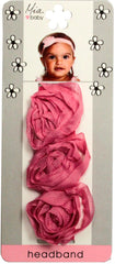 Organza Rosette Headband - Light Pink/Hot Pink