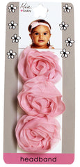 Organza Rosette Headband - Hot Pink + Hot Pink