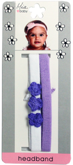 Terrycloth Headband + Crocheted Flowers - White/Hot Pink + Purple