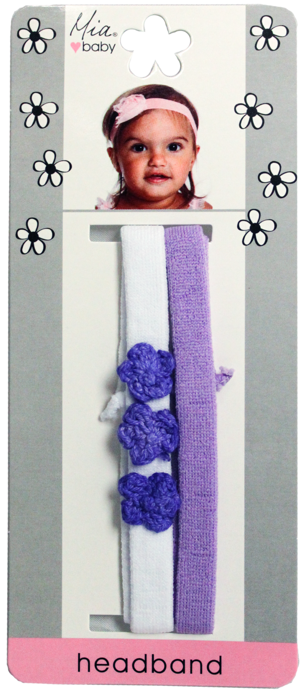 Mia® Baby® Crochet Flower Headbands - white and purple - designed by #MiaKaminski of Mia Beauty