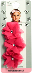 Mia® Baby Chiffon Flowers Headband - white band with hot pink flowers - designed by #MiaKaminski of Mia Beauty