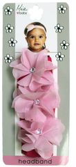 Chiffon Flower Headband - Hot Pink + Light Pink