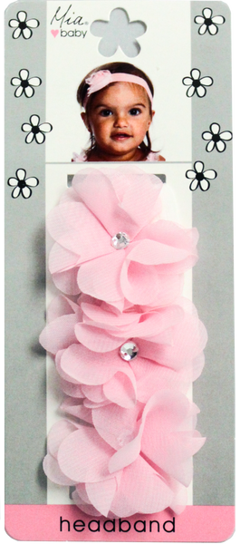 Chiffon Flower Headband - White + Light Pink