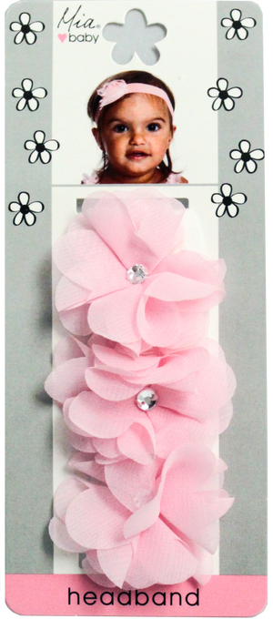 Chiffon Flower Headband - Hot Pink + Hot Pink