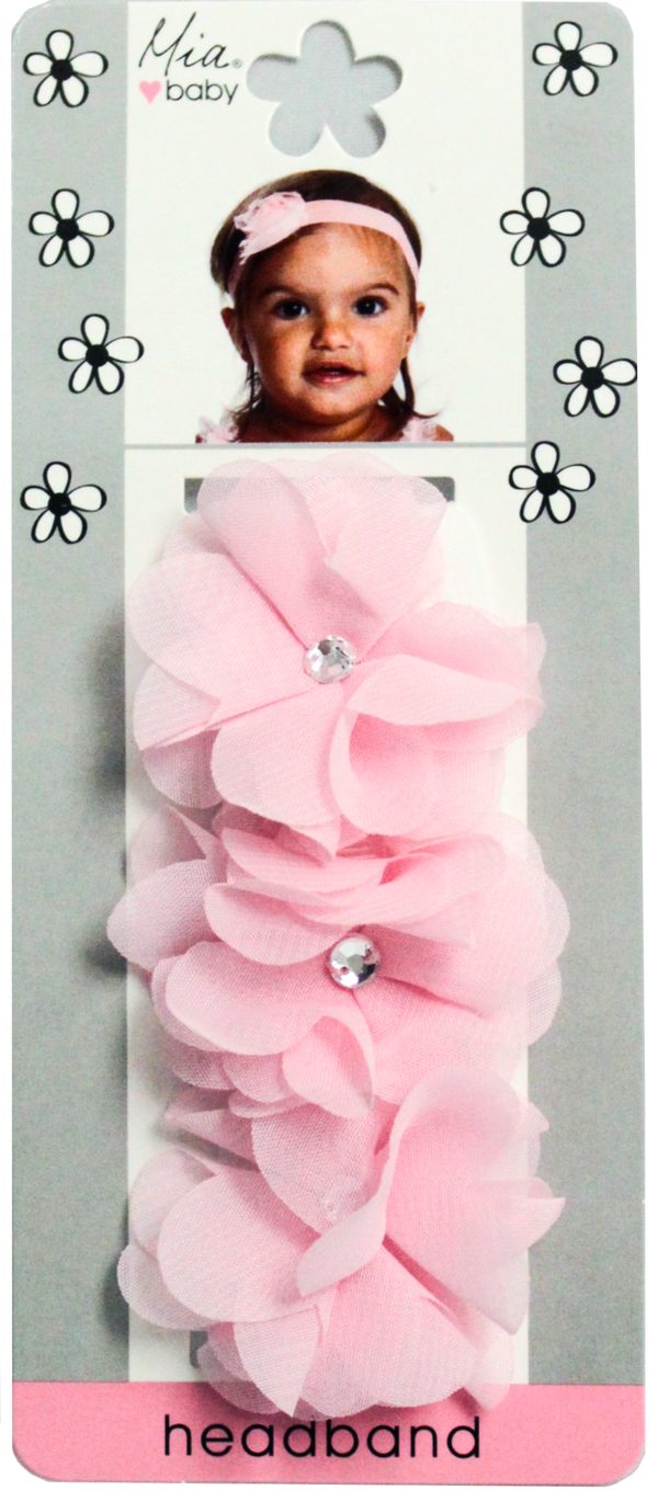 Chiffon Flower Headband - Hot Pink + Hot Pink