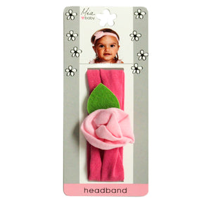 Mia® Baby Jersey Flower Headband - hot pink band with light pink flower - shown on packaging - invented by #MiaKaminski #MiaBeauty #Mia #Beauty #Baby #hair #hairaccessories #hairclips #hairbarrettes #love #life #girl #woman