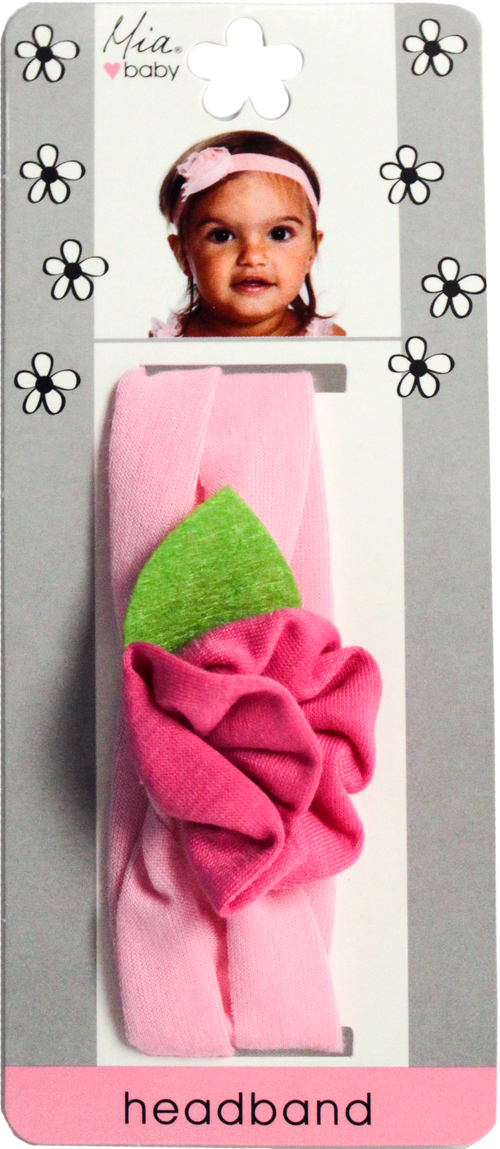 Mia® Baby Flower Headband - pink color - shown on packaging - designed by #MiaKaminski of Mia Beauty