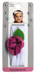 Mia® Baby Jersey Flower Headband - light pink band with hot pink flower - shown on packaging - invented by #MiaKaminski #MiaBeauty #Mia #Beauty #Baby #hair #hairaccessories #hairclips #hairbarrettes #love #life #girl #woman