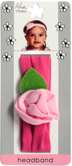 Mia® Baby Jersey Flower Headband - hot pink band with light pink flower - shown on packaging - invented by #MiaKaminski #MiaBeauty #Mia #Beauty #Baby #hair #hairaccessories #hairclips #hairbarrettes #love #life #girl #woman