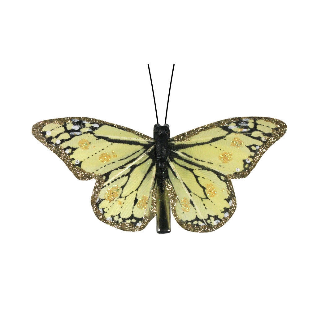 Mia Butterfly Clips - Yellow Monarch Butterfly Gold Glitter - Mia Beauty #MiaKaminski
