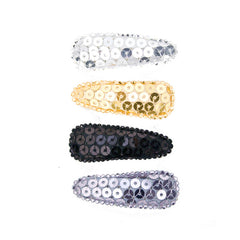 Mia® Beauty Snip Snaps® Sequins Assorted Colors  in silver, gold, black and gunmetal 4 pieces per pack