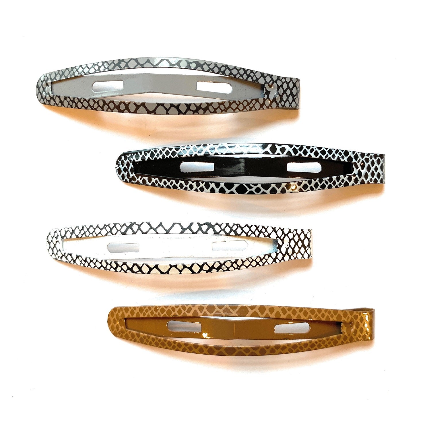 Mia® Snip Snaps® hair barrettes with Snake Print 
